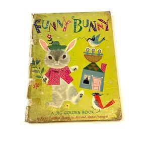 Vintage Funny Bunny Book: 1950s Big Golden Book, Easter Decor